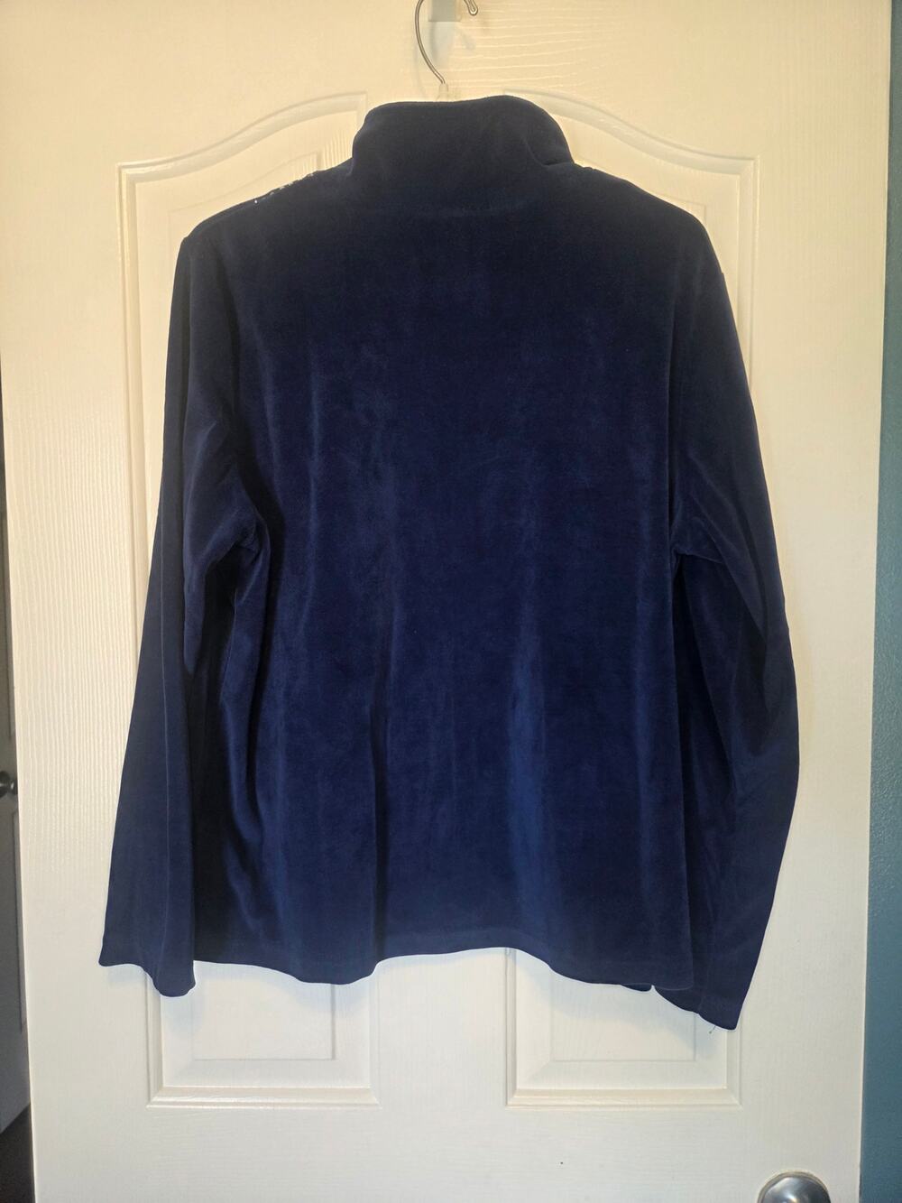 Mirror Image Women’s 2pc Velour Tracksuit Blue 1X Full Zip Mock Neck Pockets